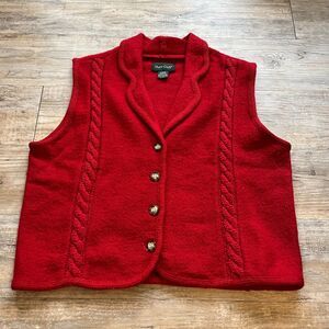 North Crest Sweater Vest Wool Women's Large Vintage Red 90s Christmas Cardigan